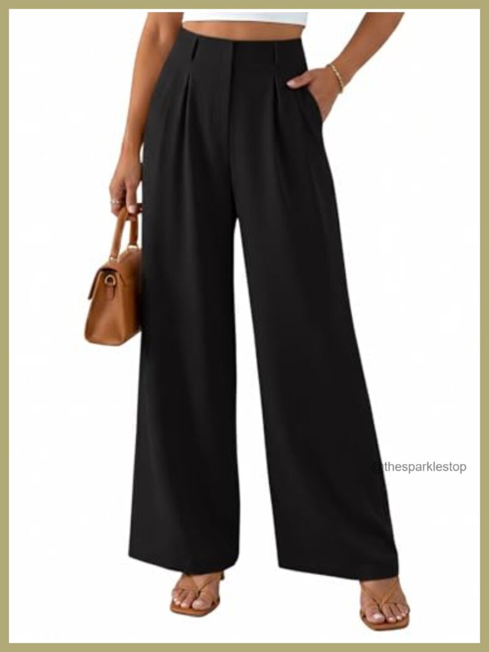 High Waisted Wide Leg Dress Pants Pleated Front Business Casual Work Trousers
